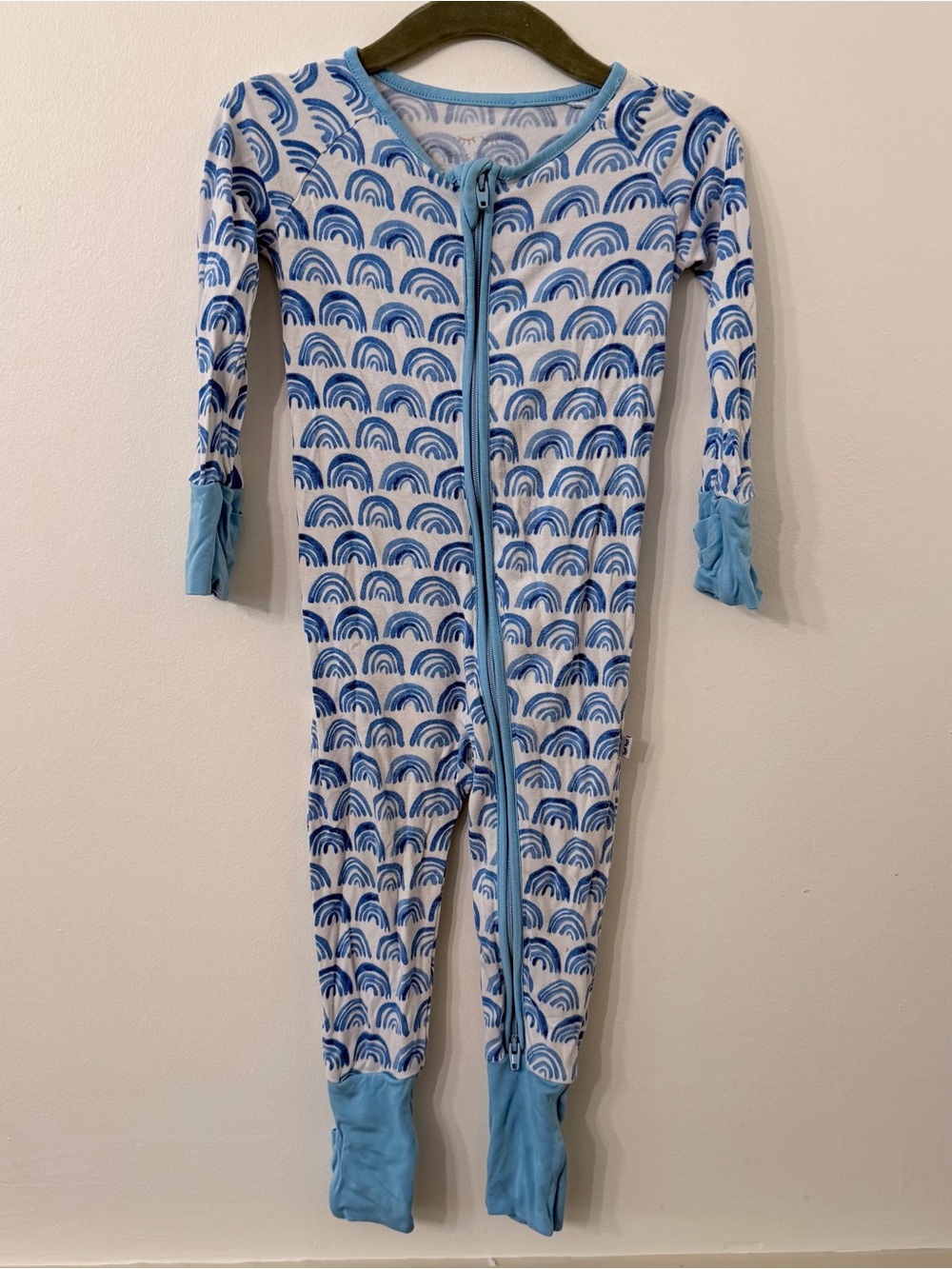 Little Sleepies Blue Rainbow Print Footed One-Piece Pajama